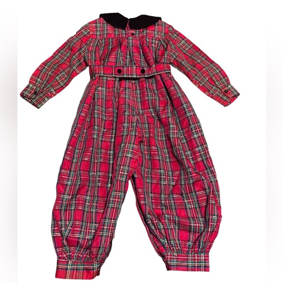 Vintage Isabel Garreton Red tartan romper size 3 - Picture 3 of 10